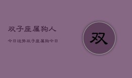 双子座属狗人今日运势，双子座属狗今日运程如何