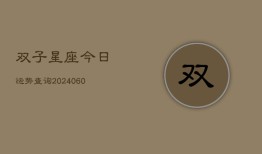 双子星座今日运势查询(20240604)