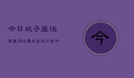 今日双子座运势查询水墨先生，双子座今日运势水墨解析