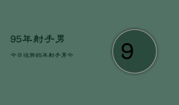 95年射手男今日运势，95年射手男今日爱情财运工作运势