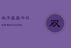 双子座座今日运势最新(20240604)