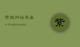 紫微网白羊座今日运势(20240603)