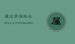 属龙男孩起名精选：永龙宇邦，昆鹏旭辉，轩昂志远