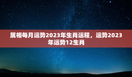 属相每月运势2023年生肖运程，运势2023年运势12生肖