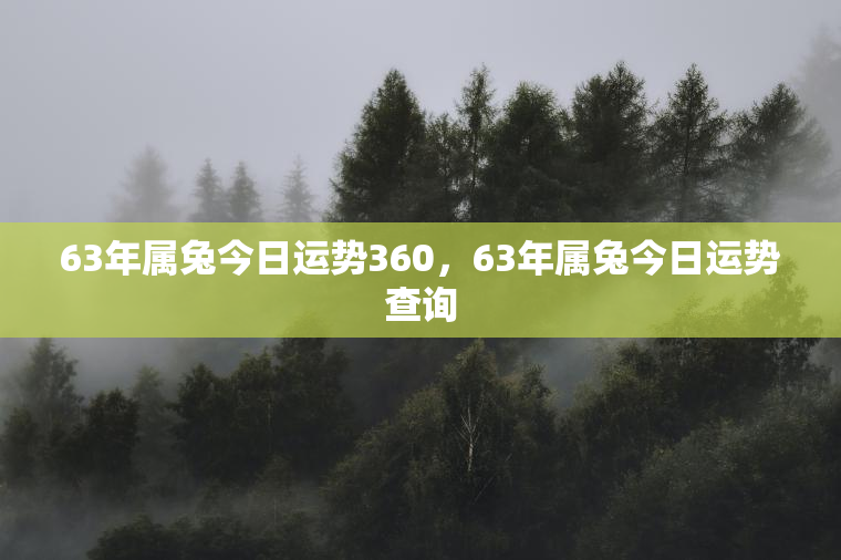 63年属兔今日运势360，63年属兔今日运势查询