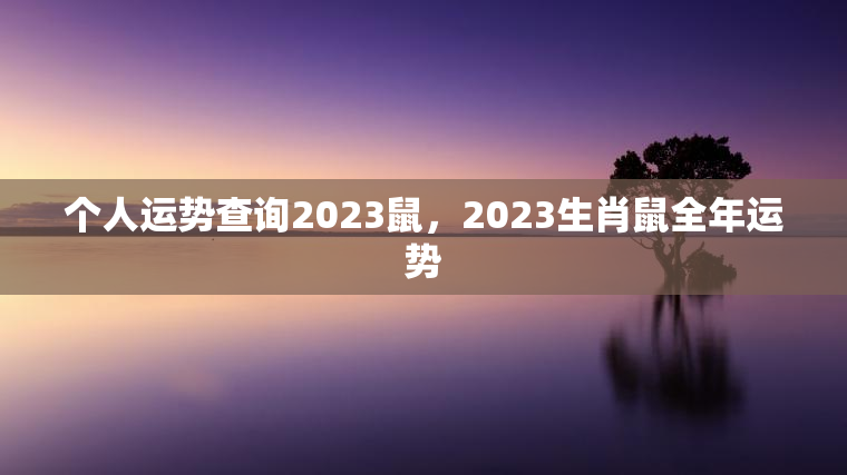 个人运势查询2023鼠，2023生肖鼠全年运势