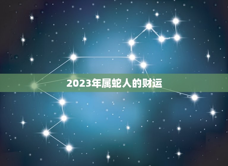 2023年属蛇人的财运