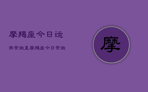 摩羯座今日运势紫微星，摩羯座今天紫微运势查询  第1张