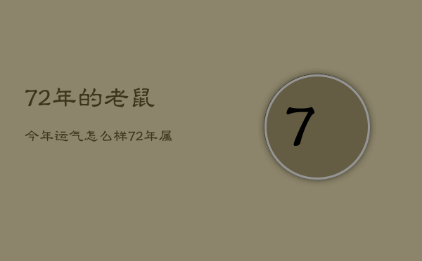 72年的老鼠今年运气怎么样，72年属鼠的人今年运气怎么样  第1张