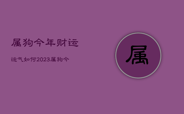 属狗今年财运运气如何2023，属狗今年财运运气如何2023年