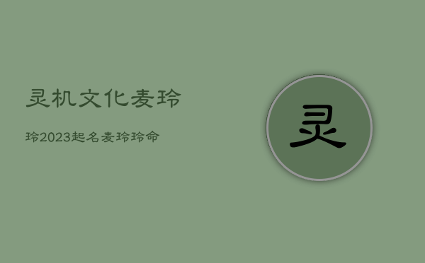 灵机文化麦玲玲2023起名，麦玲玲命格  第1张