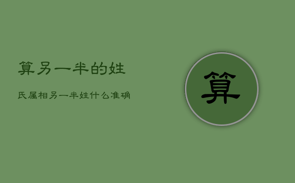 算另一半的姓氏属相，另一半姓什么准确测试