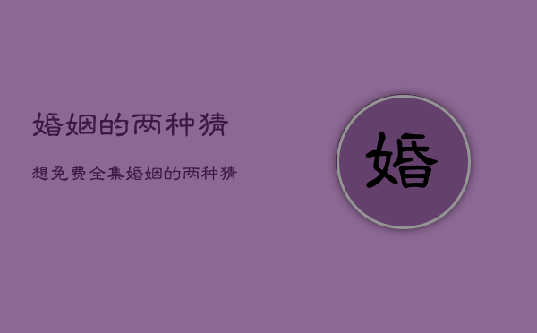 婚姻的两种猜想免费全集，婚姻的两种猜想电视剧  第1张