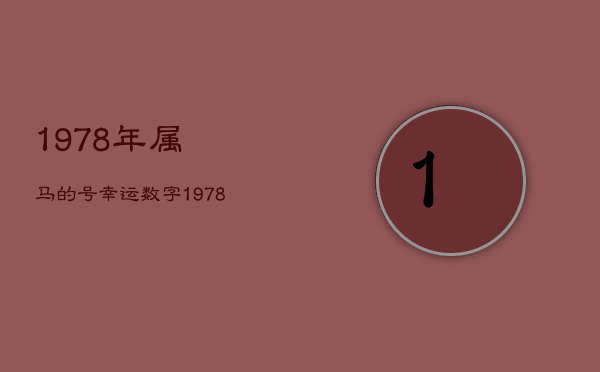 1978年属马的号幸运数字，1978年属马人的幸运数字是