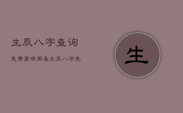 生辰八字查询免费算命周易，生辰八字 免费