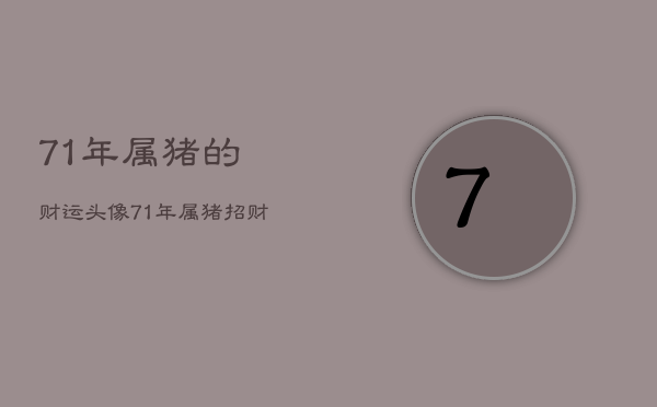 71年属猪的财运头像，71年属猪招财好运头像